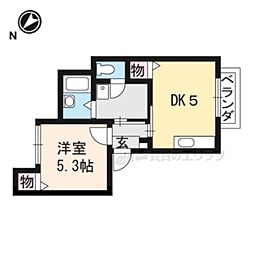 ジョーカンＧ棟 2階1DKの間取り