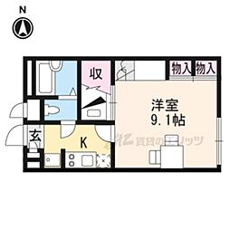 レオパレスＩＳＨＩＤＵＭＩ 1階1Kの間取り