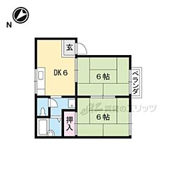 メゾンファースト 2階2DKの間取り
