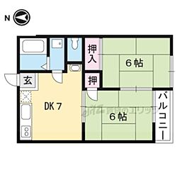 ライフレジデンス久保 206 2階2DKの間取り