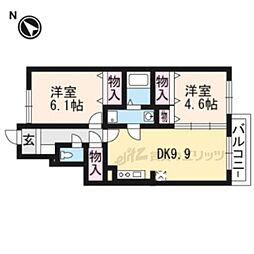 シャルマンハウス 2DKの間取図画像