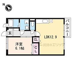 ヴィラプリムローズ 1LDKの間取図画像