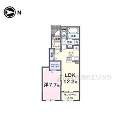 ヒカルサ仰木の里I 1LDKの間取図画像