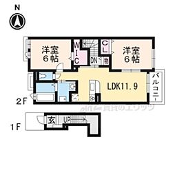 アヴニール北沢 2LDKの間取図画像