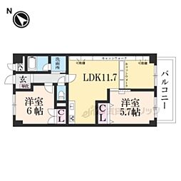 マノワール内貴 2LDKの間取図画像