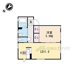 メゾンボヌール 1LDKの間取図画像