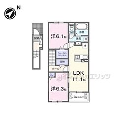 フレッシュハウス2 2LDKの間取図画像