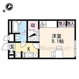 レオパレスあんのん 1Kの間取図画像