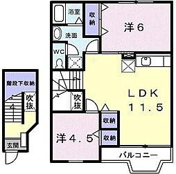 フォレストツルマキ 2LDKの間取図画像