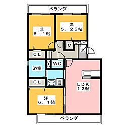 スカイハイム 3LDKの間取図画像