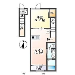ローズ・ヴェルジュ 1LDKの間取図画像