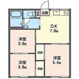 ハイツ村上 3DKの間取図画像