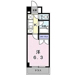 サンブライトいずみ 1Kの間取図画像