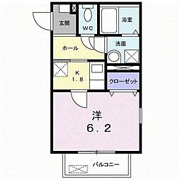 モデルノ・カーサ 1Kの間取図画像