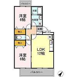 アルファタウン秦野新町B 2LDKの間取図画像