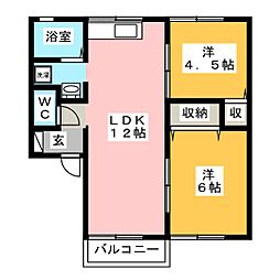フラワーハイツ 2LDKの間取図画像