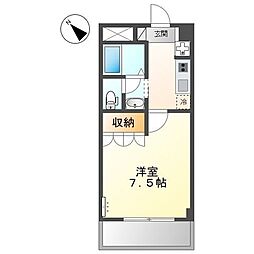 シャン・デ・フルール 1Kの間取図画像