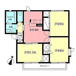 イーエムプットA 3DKの間取図画像