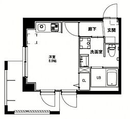 VER　FLAT 1階ワンルームの間取り