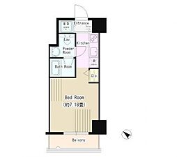 DORMOUSE TOWER 11階ワンルームの間取り