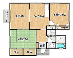 コーポチェリィ 2階3DKの間取り