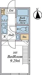 日野2丁目新築アパート(仮) 1Kの間取図画像