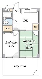 マロンハイム 2DKの間取図画像