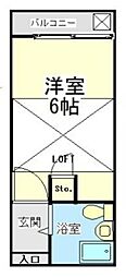 ライフピアフェイム ワンルームの間取図画像