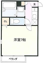 K.Gフラット 1階1Kの間取り