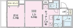 京急本線 神奈川新町駅 徒歩2分の賃貸マンション 1階1LDKの間取り
