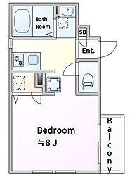 クレセノーヴァ 1Kの間取図画像