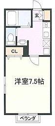 クラルテ玉川学園 1Kの間取図画像