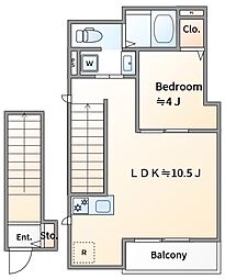 大和市西鶴間1丁目アパート 1LDKの間取図画像
