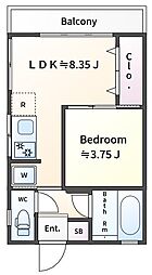 HAMAKEN2 1LDKの間取図画像