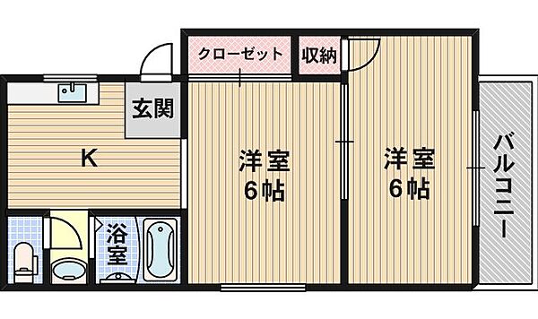 大阪府吹田市垂水町３丁目(賃貸マンション2DK・3階・35.00㎡)の写真 その2