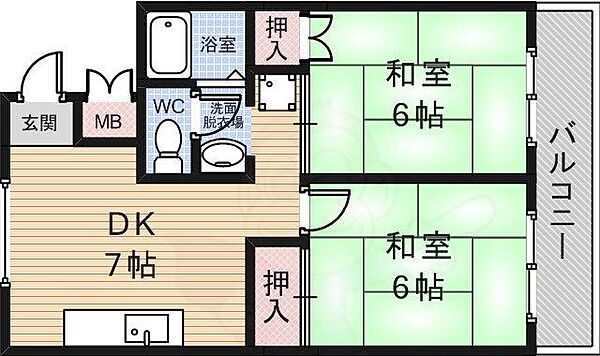 大阪府池田市住吉１丁目(賃貸マンション2DK・3階・42.00㎡)の写真 その2