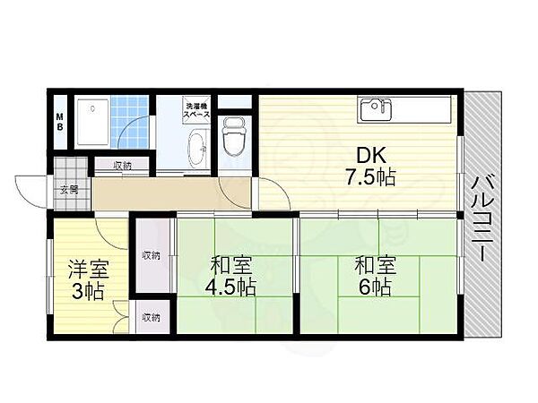 大阪府豊中市上新田３丁目(賃貸マンション3DK・4階・50.00㎡)の写真 その2