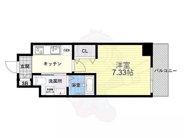 大阪府豊中市上新田２丁目(賃貸マンション1K・5階・23.22㎡)の写真 その2