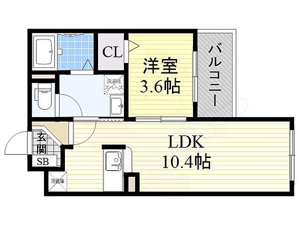 大阪府豊中市服部寿町３丁目(賃貸マンション1LDK・4階・34.10㎡)の写真 その2