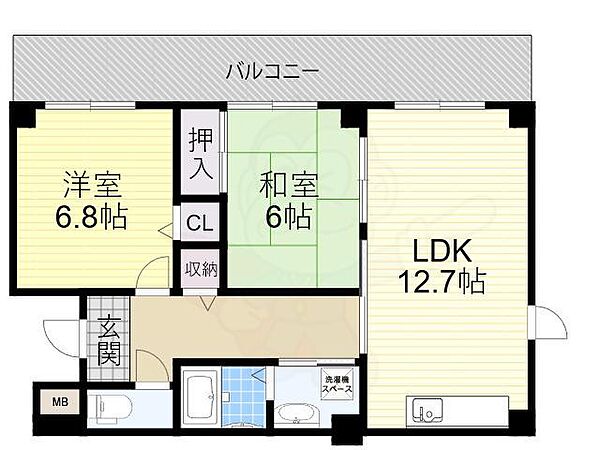 大阪府池田市天神１丁目(賃貸マンション2LDK・4階・60.15㎡)の写真 その2