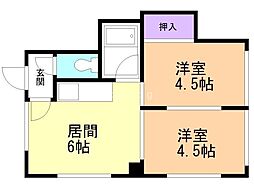 札幌市営南北線 澄川駅 徒歩5分の賃貸アパート 2階2LDKの間取り