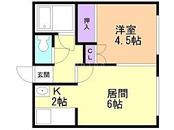 サンハイツＦ 3階1LDKの間取り