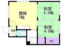 栄マンション 2DKの間取図画像