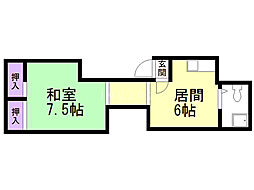 サンハイツ 2階1DKの間取り