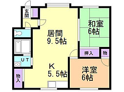 ハイツ第2クラークヒル 2LDKの間取図画像