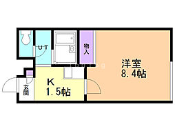 レオパレスアウル 1階1Kの間取り