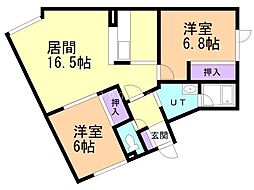 メモリーポート 1階2LDKの間取り