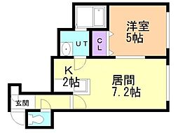 エルズカーサ5 2階1LDKの間取り