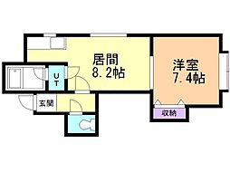 ルーベンス平岸 1LDKの間取図画像