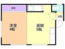カサデューク6 1DKの間取図画像